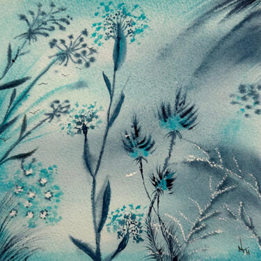 Peinture intitulée "Nature, Série: vert…" par Nathalie Babolat, Œuvre d'art originale, Aquarelle Monté sur Carton