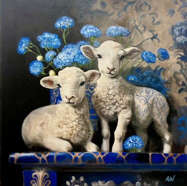 Painting titled "Serenity" by Amirata Winter, Original Artwork, Acrylic Mounted on Wood Stretcher frame