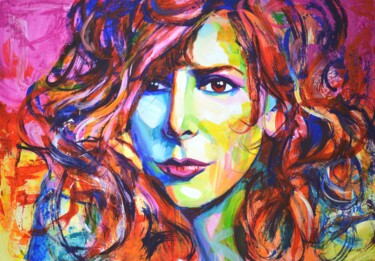 绘画 标题为“Mylène Farmer” 由Iryna Kastsova, 原创艺术品, 丙烯 安装在木质担架架上