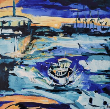 Peinture intitulée "Winterabend" par Kathrin Flöge, Œuvre d'art originale, Acrylique Monté sur Châssis en bois