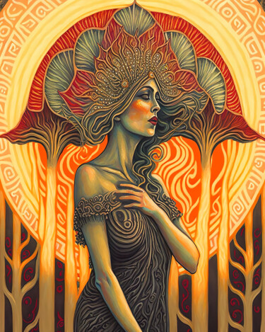 数字艺术 标题为“Goddess Epione” 由Piotr Alaborski, 原创艺术品, 数字油画