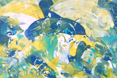 Painting titled "FRESH! -2-" by Delphine Bernard, Original Artwork, Acrylic Mounted on Wood Stretcher frame