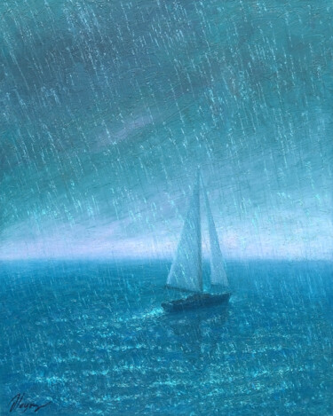 Rain Картина под названием "Rain" - Dmitry Oleyn, Подлинное произведение искусства, Масло Установлен на Деревянная рама для носил…