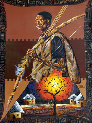 绘画 标题为“Cultural Heritage (…” 由Emmanuel Olaleye, 原创艺术品, 丙烯 安装在木质担架架上