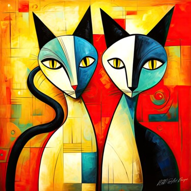 Digital Arts titled "Cats Picasso - Type…" by Sykart Designs, Original Artwork, AI generated image