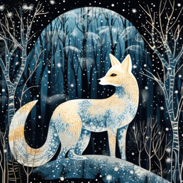 数字艺术 标题为“Fox In The Snow - A…” 由Sykart Designs, 原创艺术品, AI生成的图像