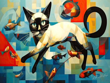 Cats Qualities - Siamese Cats Breeds Arts numériques intitulée "Cats Qualities - Si…" par Sykart Designs, Œuvre d'art originale, Image générée par l'IA