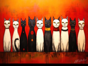 Digital Arts titled "Cats Organized Neat…" by Sykart Designs, Original Artwork, AI generated image