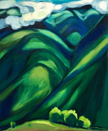 Painting titled "''Mountains''." by Raffi Ghazaryan, Original Artwork, Acrylic Mounted on Wood Stretcher frame