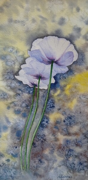 Peinture intitulée "Cold flowers" par Maryna Voitenko, Œuvre d'art originale, Aquarelle