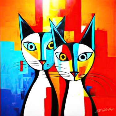 Digital Arts titled "Siamese Duo - Two C…" by Sykart Designs, Original Artwork, AI generated image