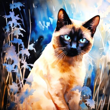 数字艺术 标题为“Cats Lavender - Sia…” 由Sykart Designs, 原创艺术品, AI生成的图像