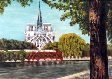 Peinture intitulée "NOTRE DAME" par David Sankey, Œuvre d'art originale, Huile