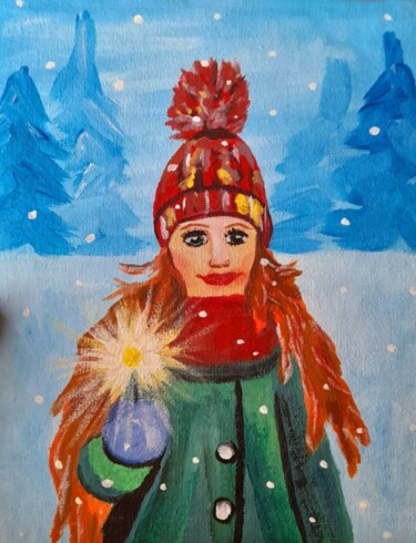 Girl in forest original painting Peinture intitulée "Girl in forest orig…" par Maryna Yasar, Œuvre d'art originale, Acrylique