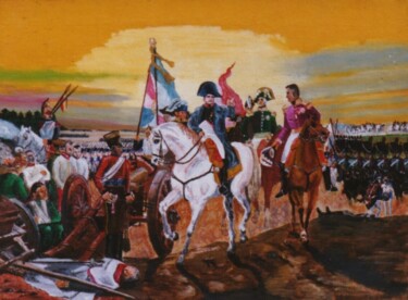 Schilderij getiteld "BATTLE OF FRIEDLAND" door David Sankey, Origineel Kunstwerk, Olie
