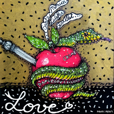 Dessin intitulée "The Snake of Love" par Karine Garelli (Reds Robin), Œuvre d'art originale, Marqueur
