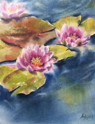 绘画 标题为“Water lilies” 由Nina Rusakova, 原创艺术品, 水彩