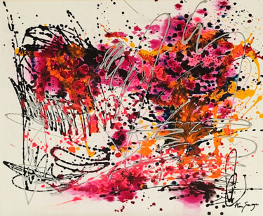 Nuances de roses - tableau abstrait blanc rose orange Painting titled "Nuances de roses -…" by Âme Sauvage, Original Artwork, Acrylic Mounted on Wood Stretcher frame