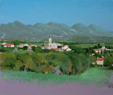 4451, Taulignan, village lavande en Drôme provençale (FR) Peinture intitulée "4451, Taulignan, vi…" par Aupalt, Œuvre d'art originale, Huile Monté sur Châssis en bois