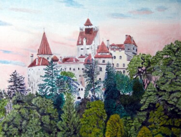绘画 标题为“CASTLE BRAN, ROMANIA” 由David Sankey, 原创艺术品, 油
