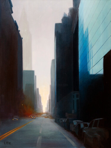 Painting titled "Chrysler Blue" by Ed Little, Original Artwork, Oil