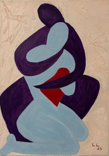 Painting titled "Us" by Laura Vila Leoni, Original Artwork, Oil Mounted on Wood Stretcher frame