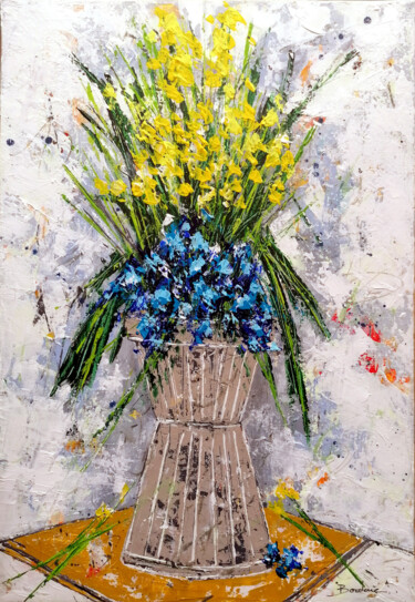 Peinture intitulée "Mimosa d'hiver et f…" par Jean-Pierre Borderie, Œuvre d'art originale, Acrylique Monté sur Châssis en bo…
