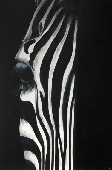 绘画 标题为“Zebre caché” 由Maïlys Painting, 原创艺术品, 丙烯 安装在木质担架架上