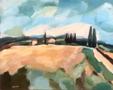Paysage de Provence Peinture intitulée "Paysage de Provence" par Johanne Spinella, Œuvre d'art originale, Acrylique