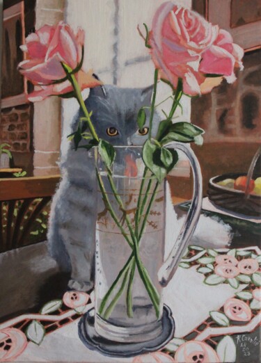 Painting titled "N° 1238 Le divin ne…" by R. Cavalié, Original Artwork, Oil Mounted on Wood Stretcher frame