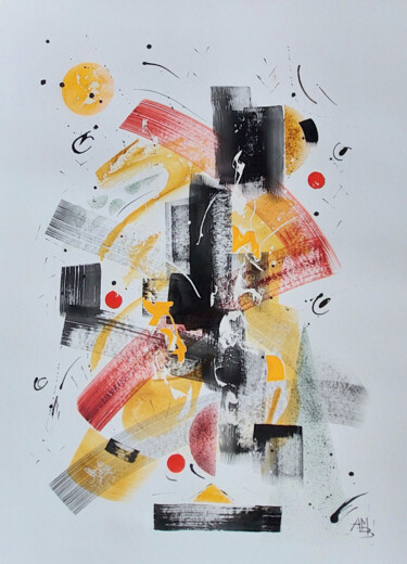 Electrons libres Peinture intitulée "Electrons libres" par Anne-Marie Breton, Œuvre d'art originale, Aquarelle