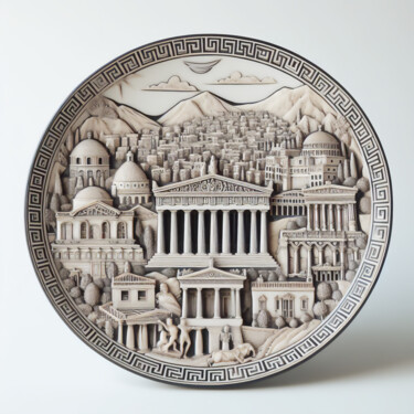 Arte digital titulada "ATENAS" por Josep Domènech, Obra de arte original, Imagen generada por IA Montado en Cartulina