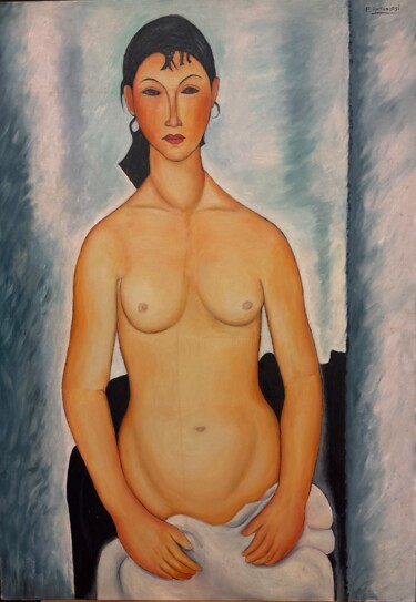 Peinture intitulée "Le style Modigliani…" par Liopxp, Œuvre d'art originale, Huile Monté sur Châssis en bois