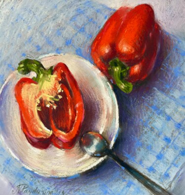 Schilderij getiteld "Sweet red Peppers" door Natalya Paydugina, Origineel Kunstwerk, Pastel