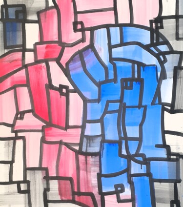 Painting titled "捉迷藏" by Zhao Le Men, Original Artwork, Gouache