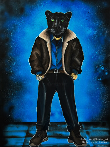 绘画 标题为“"Black PAnther"” 由Olena Bunina (Helena Bunina), 原创艺术品, 丙烯