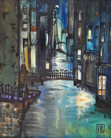 Mémoires d'une ville Schilderij getiteld "Mémoires d'une ville" door Inke Bemelmans, Origineel Kunstwerk, Acryl