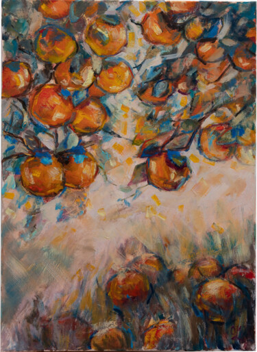 Painting titled "Sicilian oranges" by Olga Kovalchuk, Original Artwork, Oil Mounted on Wood Stretcher frame