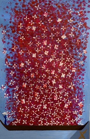 FLOWER RAIN Peinture intitulée "FLOWER RAIN" par Ali Kasap, Œuvre d'art originale, Acrylique Monté sur Châssis en bois