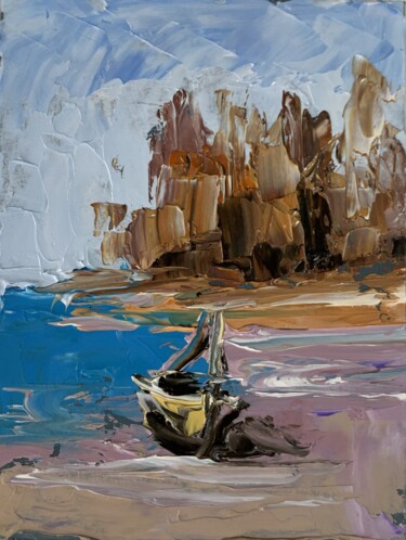 Painting titled "Landscape. №62" by Vita Schagen, Original Artwork, Oil Mounted on Cardboard