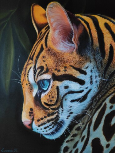 "Ocelot" başlıklı Tablo Elena Kozyutenko tarafından, Orijinal sanat, Petrol Ahşap Sedye çerçevesi üzerine monte edilmiş