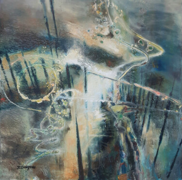 Painting titled "PARALLAXE" by Jean Charles Chédozeau, Original Artwork, Oil