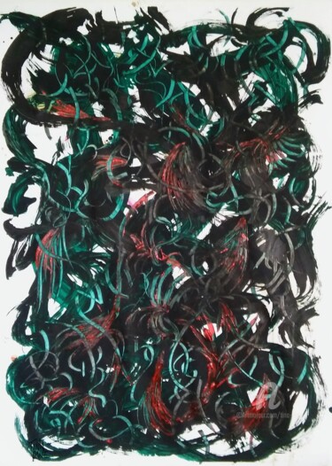 绘画 标题为“Red and Green” 由Tina Lane, 原创艺术品, 墨