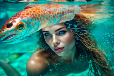 数字艺术 标题为“Mermaid No.3” 由Ninn, 原创艺术品, AI生成的图像