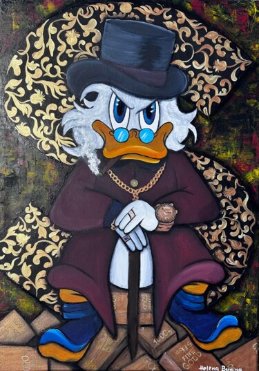 Schilderij getiteld "$" door Olena Bunina (Helena Bunina), Origineel Kunstwerk, Acryl
