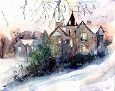 Winter Palace Peinture intitulée "Winter Palace" par Leyla Zhunus, Œuvre d'art originale, Aquarelle