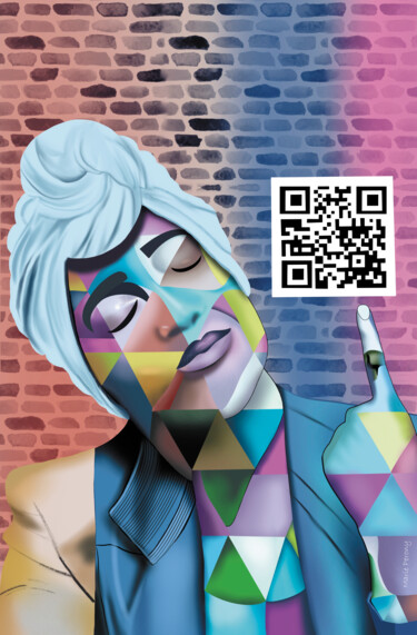 Schilderij getiteld "KOBRA" door Marie Perony, Origineel Kunstwerk, Digitaal Schilderwerk