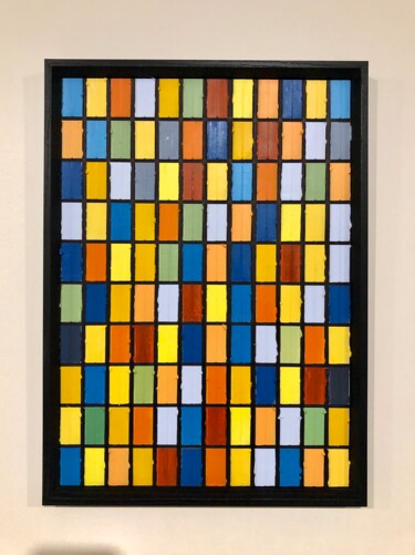 Peinture intitulée "Vitrail 3-23" par Pierre Joseph, Œuvre d'art originale, Huile Monté sur Châssis en bois