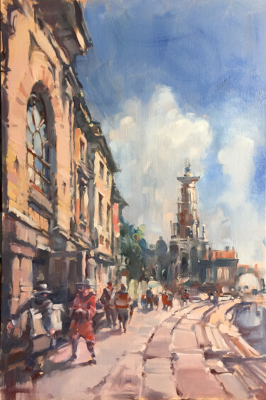 The fuss around Mr. Sh. From the cycle "Dreams of Mr. Sh." Pittura intitolato "The fuss around Mr.…" da Andrei Svistunov, Opera d'arte originale, Olio