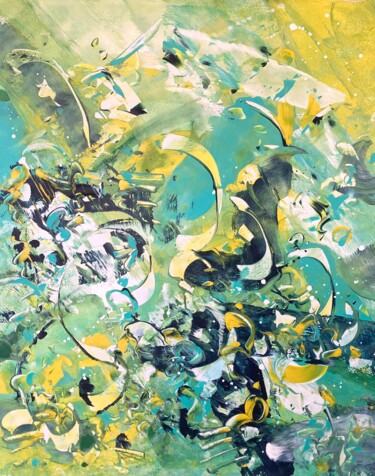 Painting titled "SF-1-" by Delphine Bernard, Original Artwork, Acrylic Mounted on Cardboard
